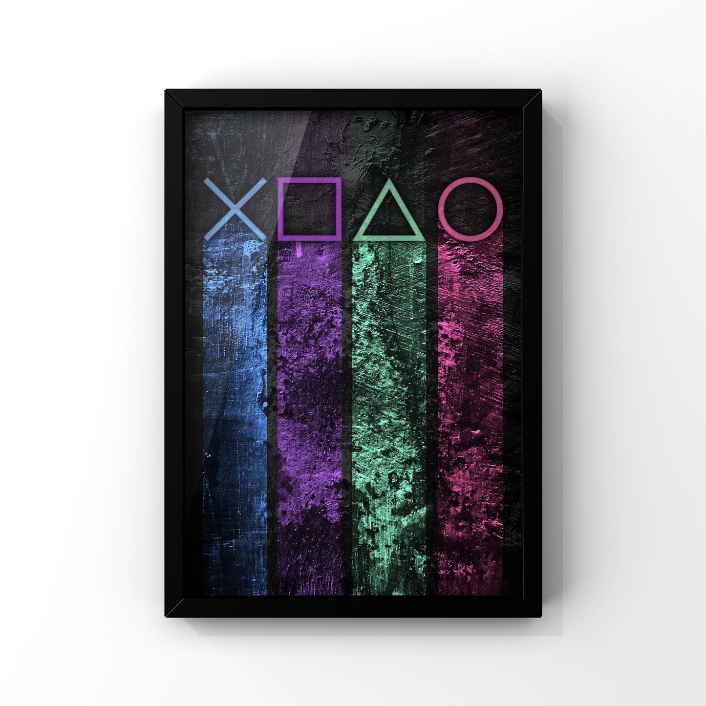 Gaming PS colored buttons framed Poster