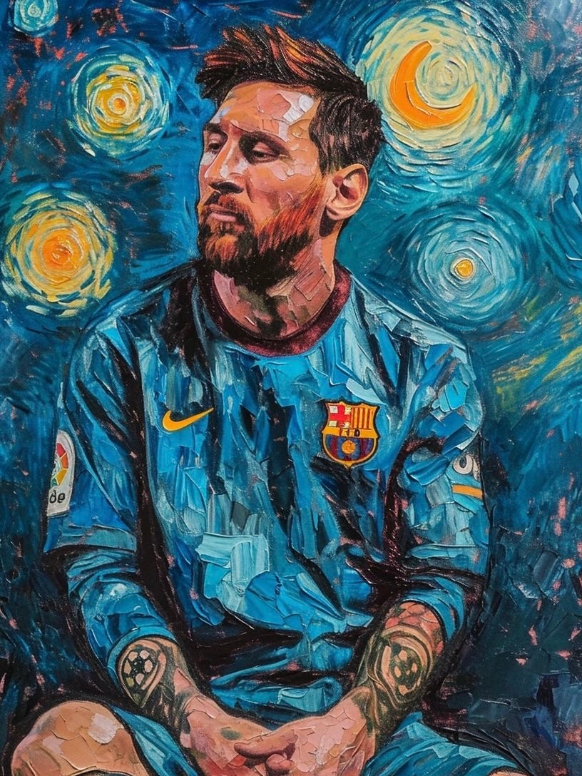 Messi Starry Night framed Poster