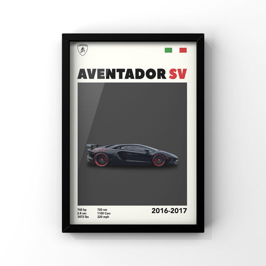 Lamborghini Aventador SV framed Poster