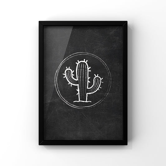 Black cactus framed Poster