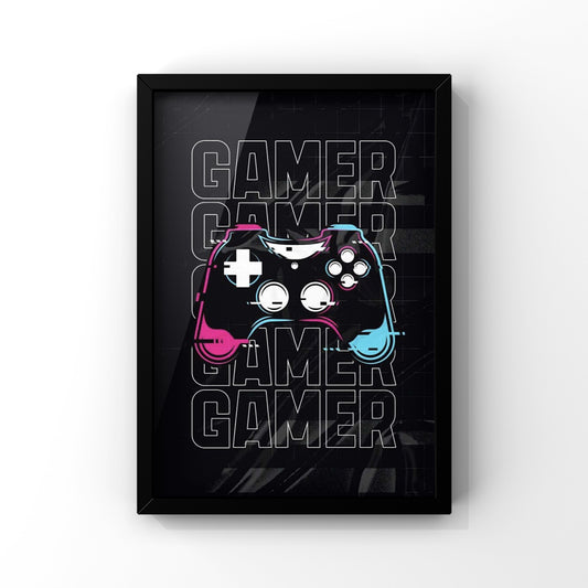 Gamer colored Joystick framed Poster