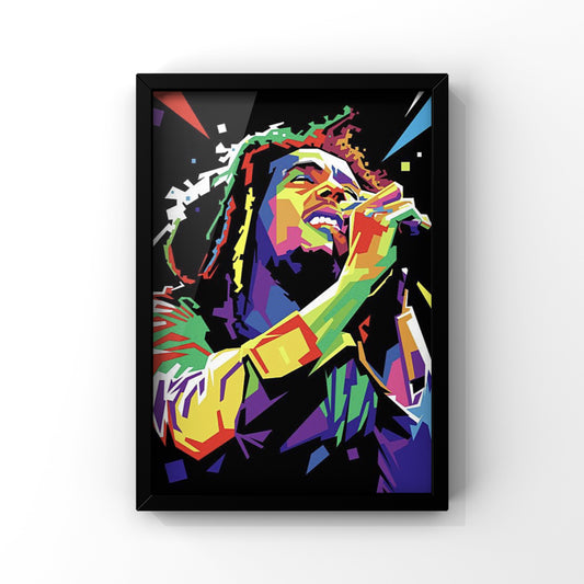 Bob Marley singing colorful Poster