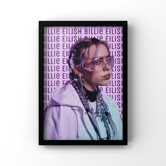 Billie Eilish purple background framed Poster