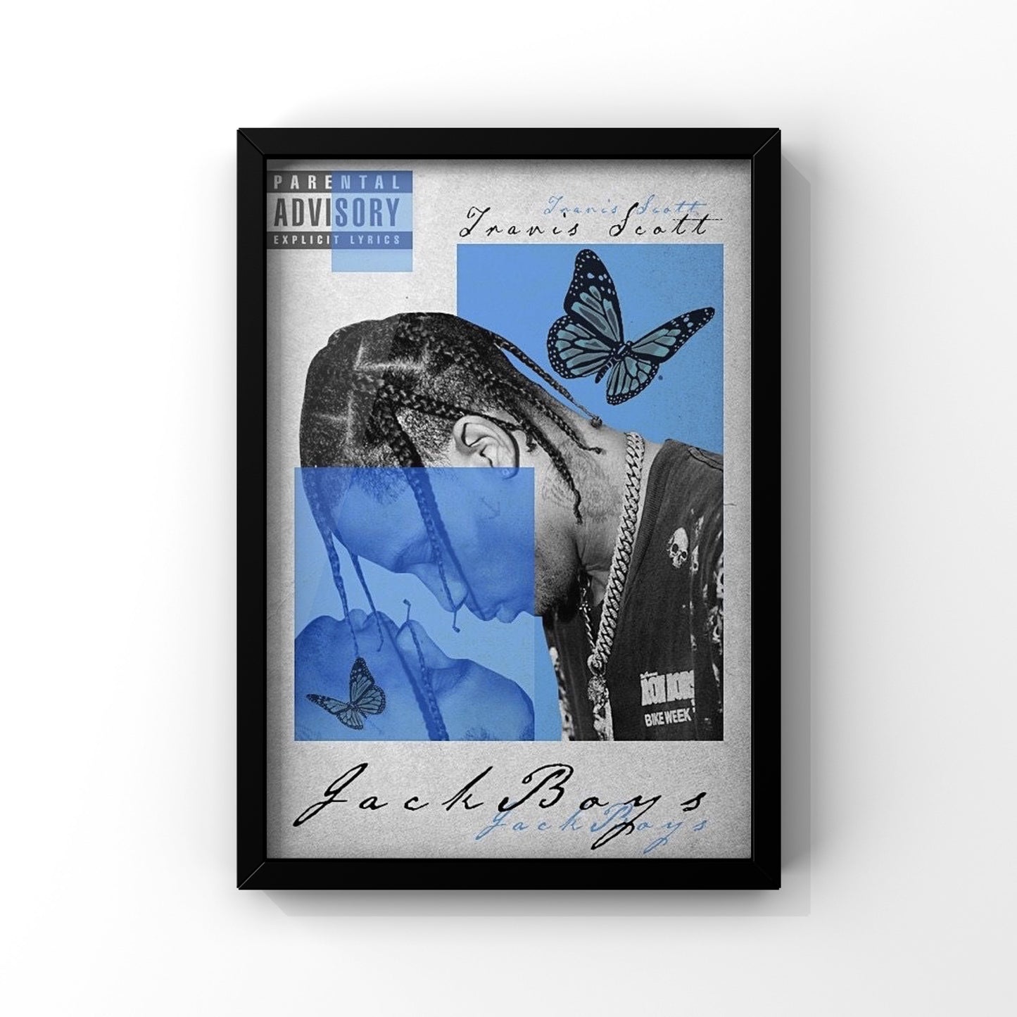 Travis Blue-black framed Poster