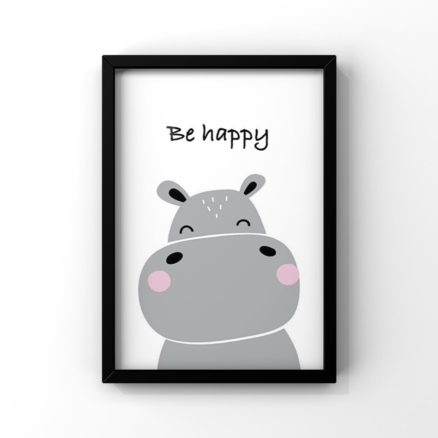 Be happy Baby hippo framed Poster