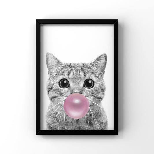 Cat bubblegum framed Poster