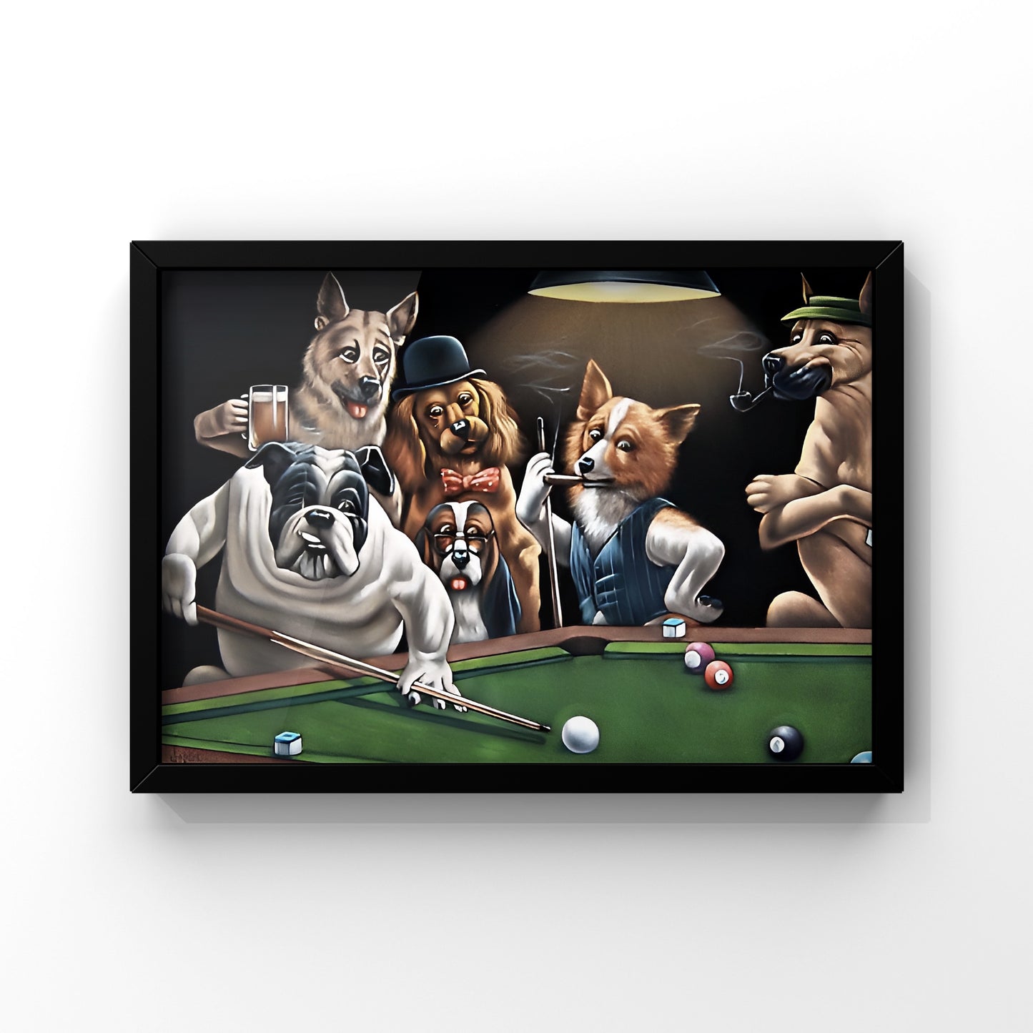 Dog's 8 pool framed Poster