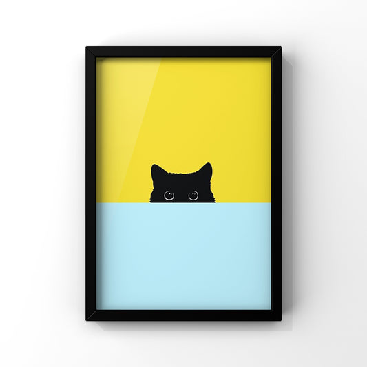 Hiding cat framed poster